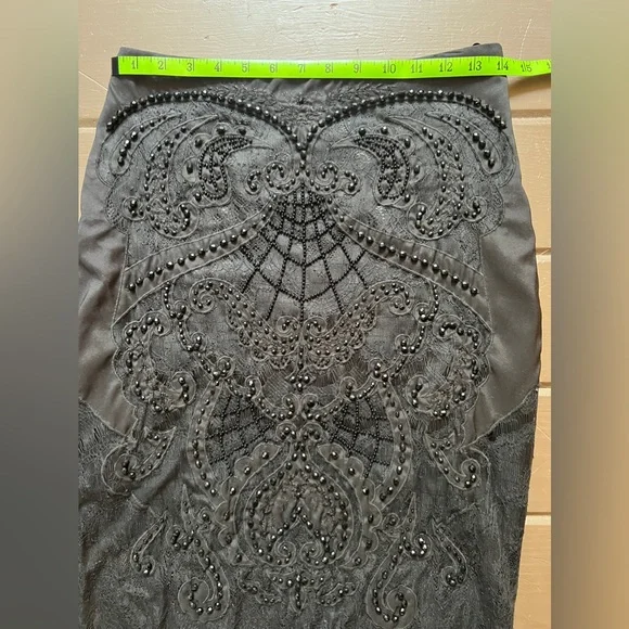 Vintage BEBE heavily beaded lace black skirt size 4 and top size 8 two piece set